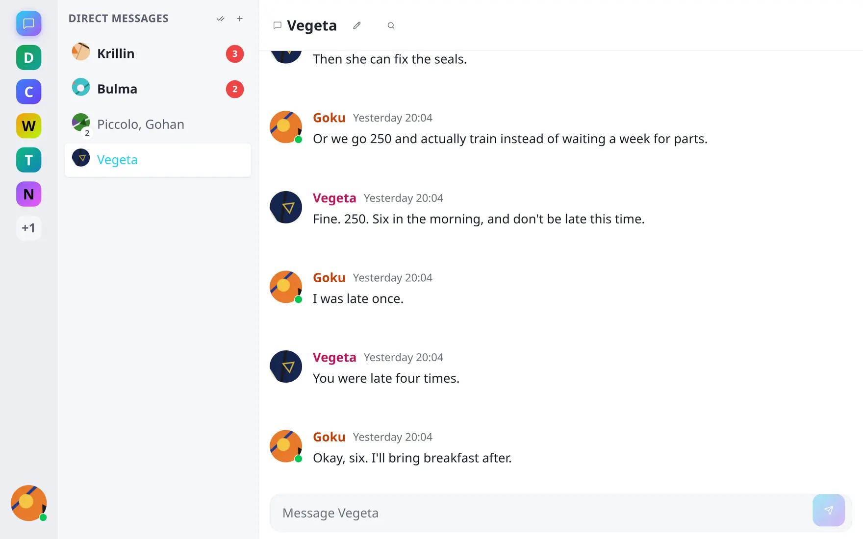 Direct messages with unread badges